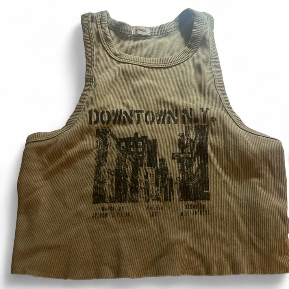 Garage Green Downtown N.Y. Graphic Tank Top